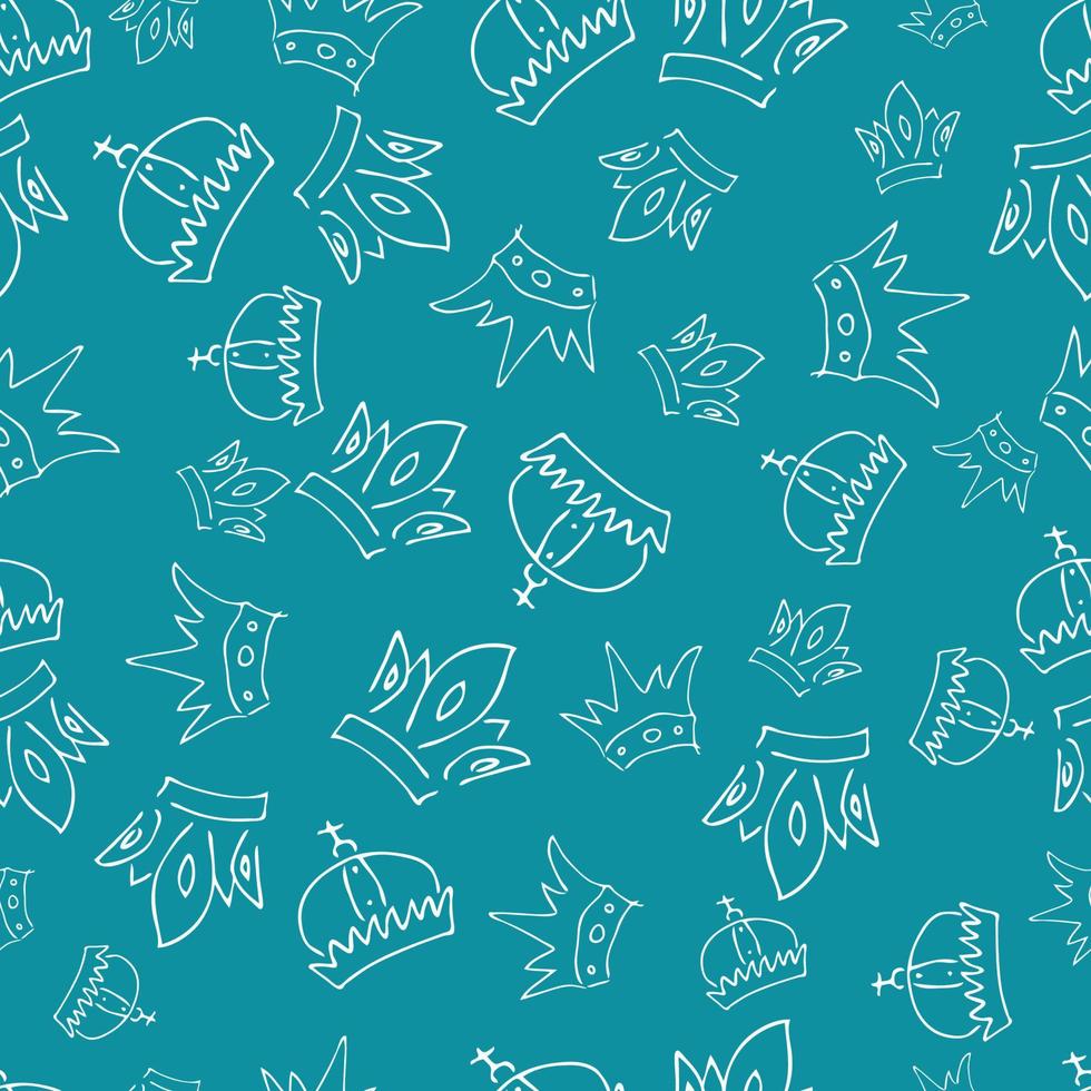 Seamless pattern of doodle queen or king crowns vector