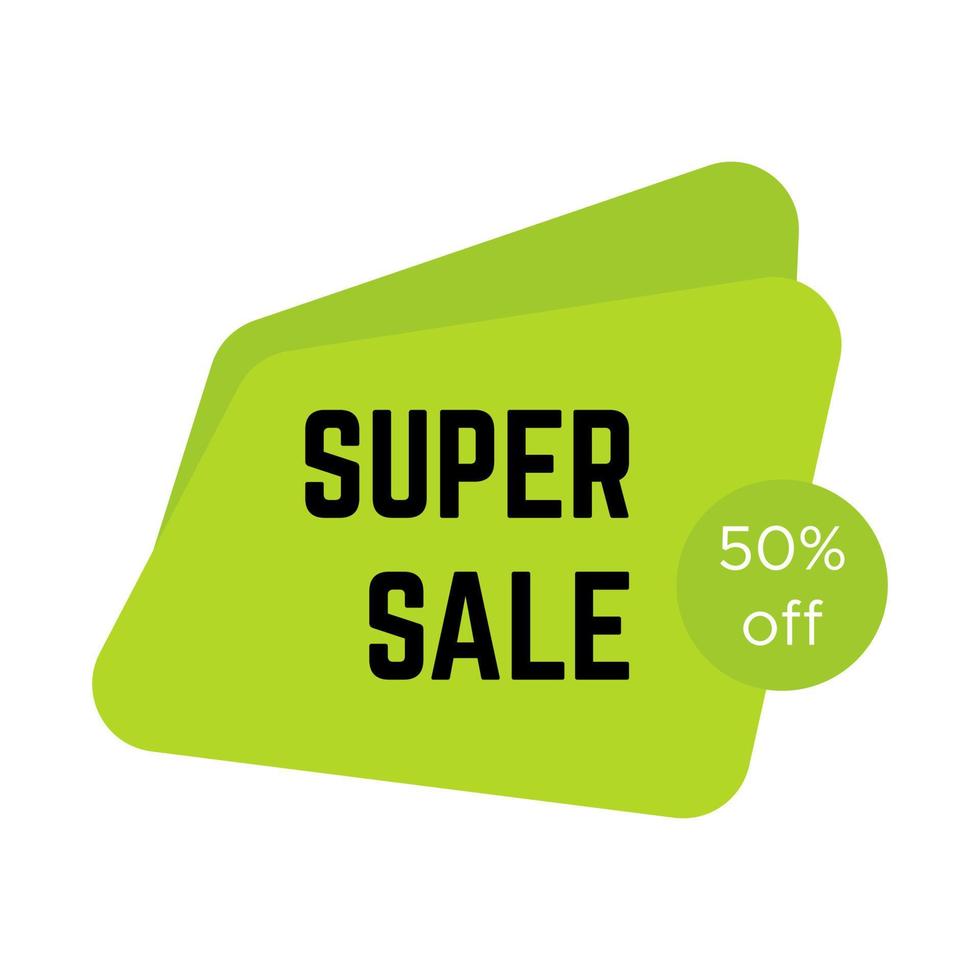 Green super sale sticker with text. Sale label template. Vector illustration