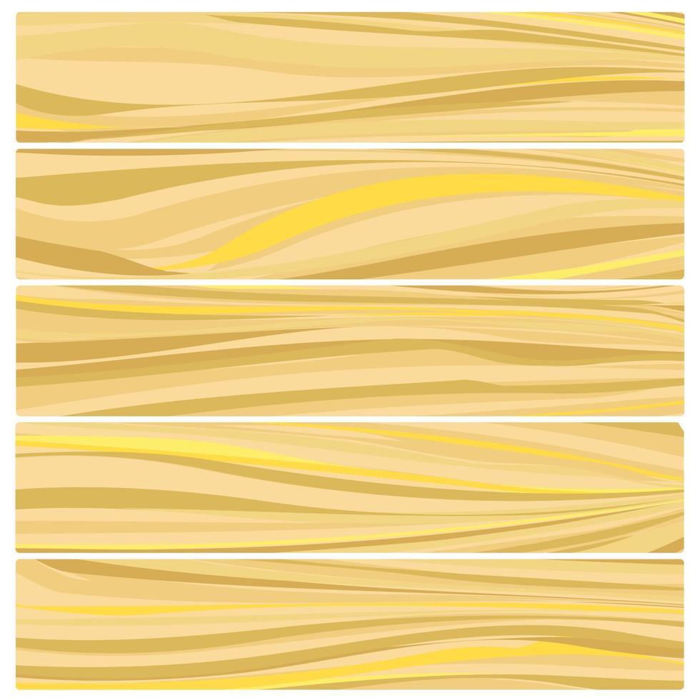 Five wooden boards. Vector abstract wood texture in flat design.