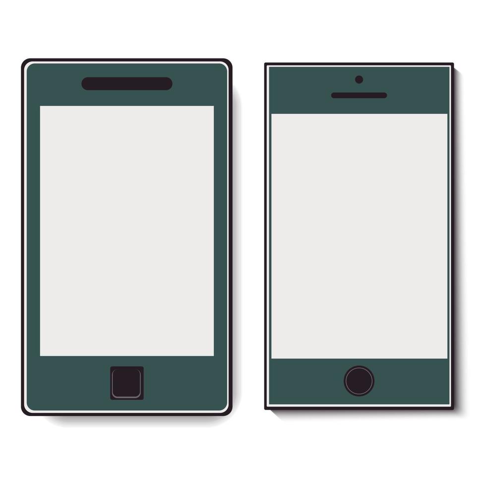 Two mobile phones with a clean screen. Vector illustration