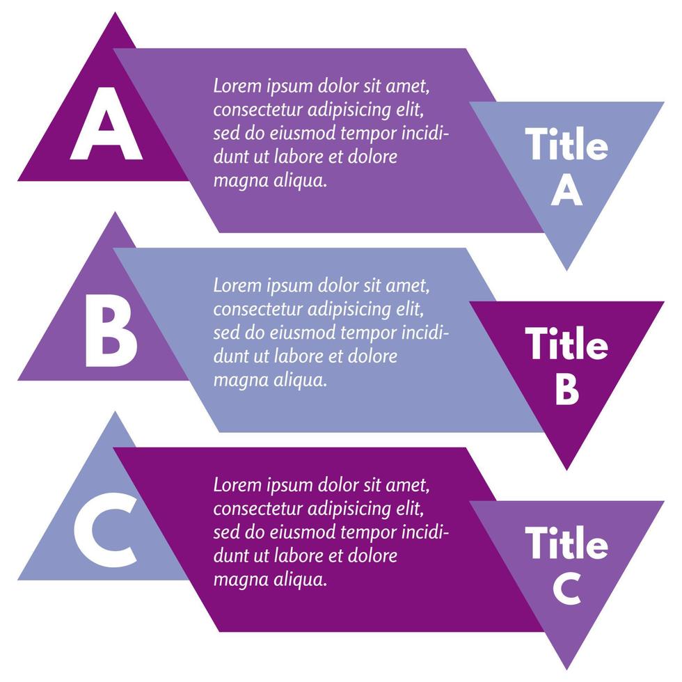 Set of three horizontal colorful options banners. Step by step infographic design template. Vector illustration