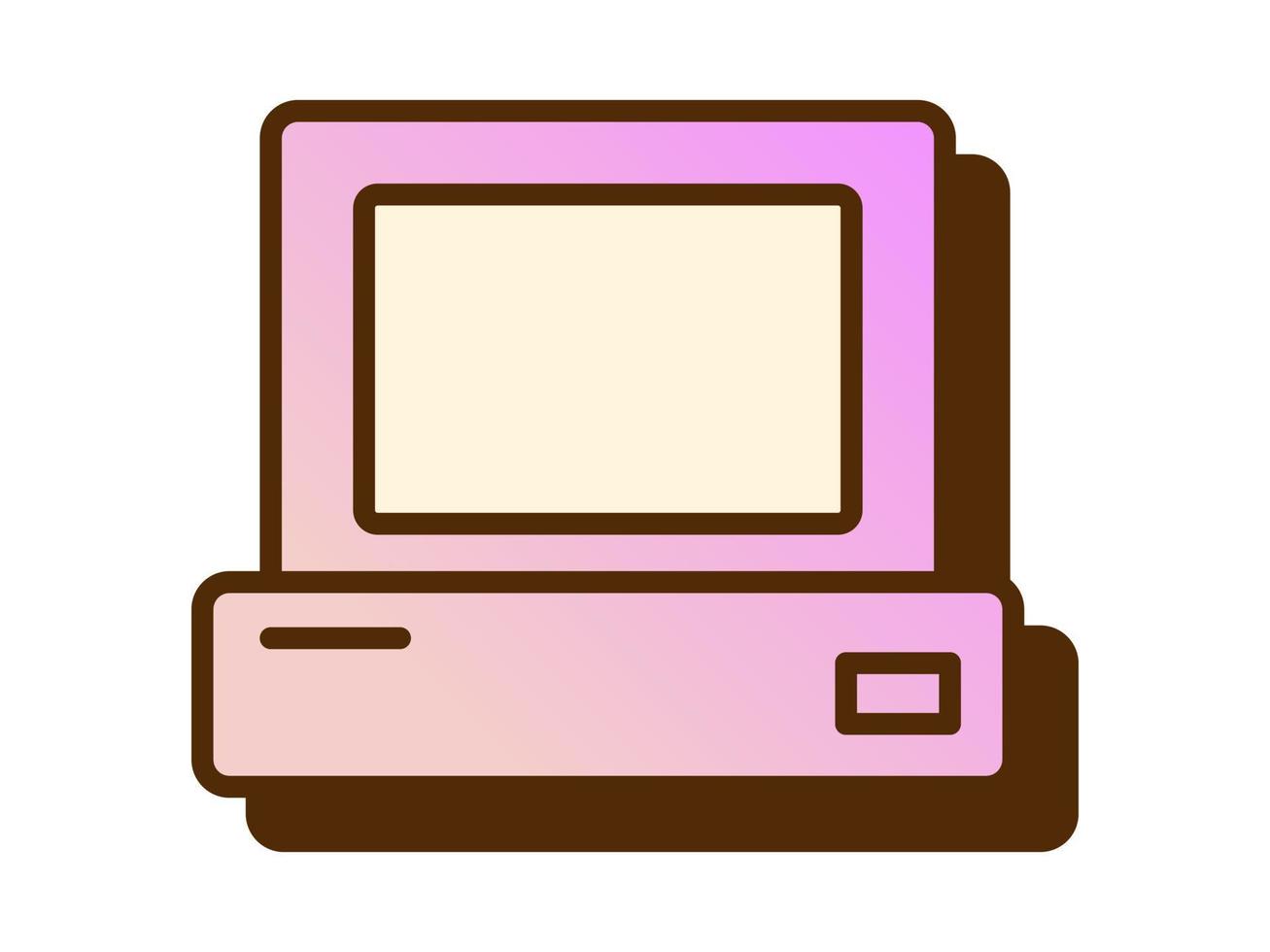 Vector retro gradient computer icon. Pink laptop icon in flat design. PC.