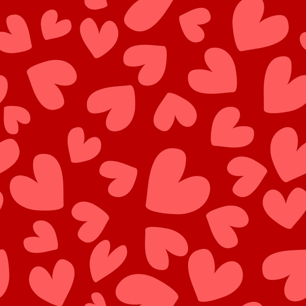 Vector seamless pattern with cute hearts. Valentine's day background. Romantic burgundy pattern.