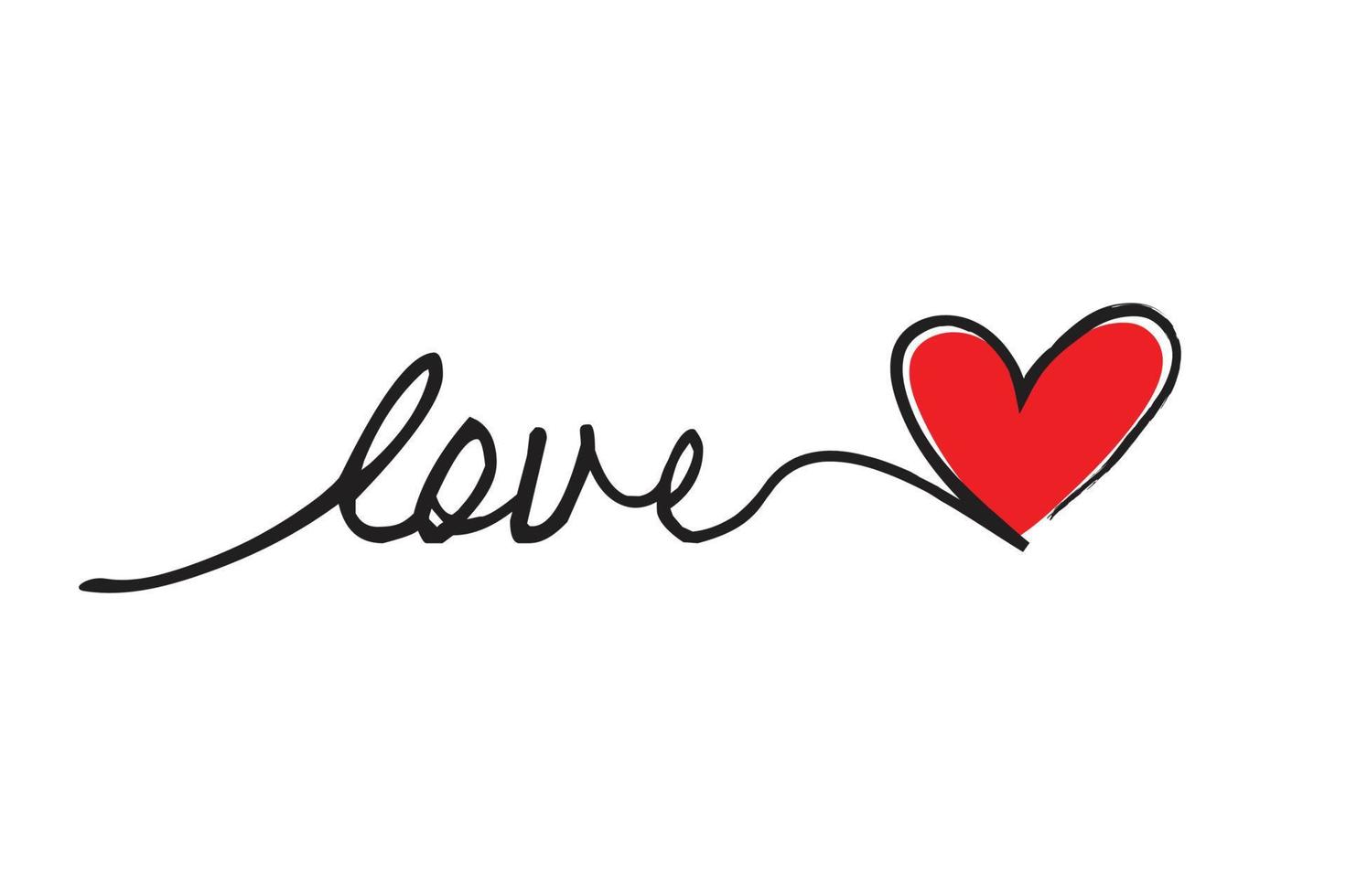 Simple vector lettering, love, isolated on white background