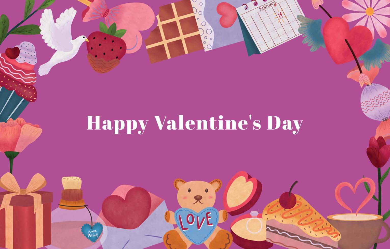 Cute Valentine Elements Frame Background vector