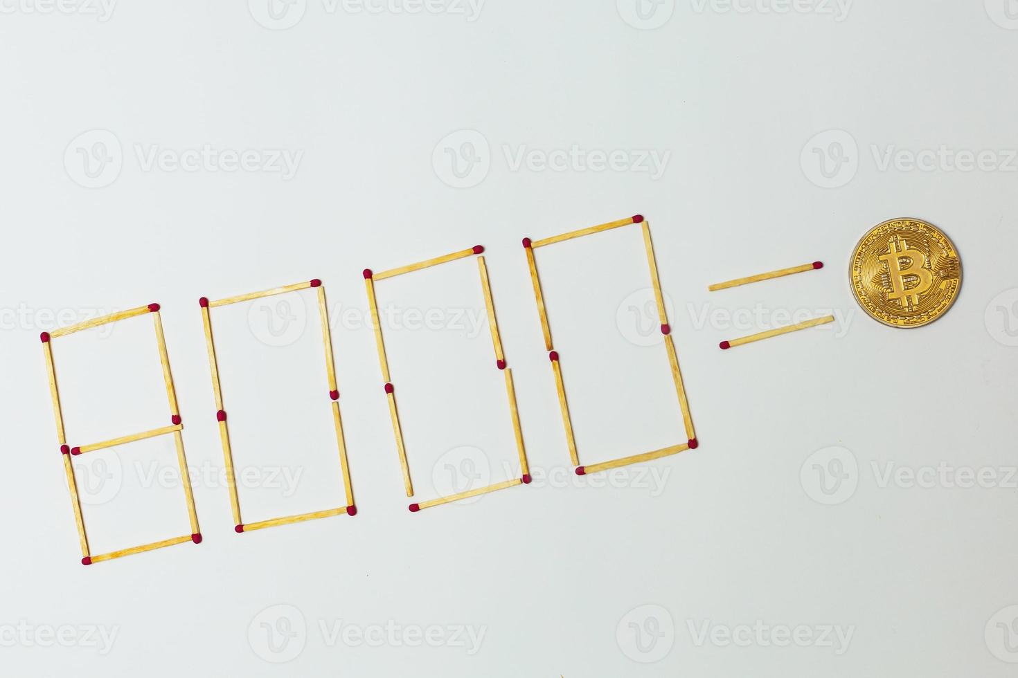 Golden bitcoin on isolate white background concept mining 8000 photo
