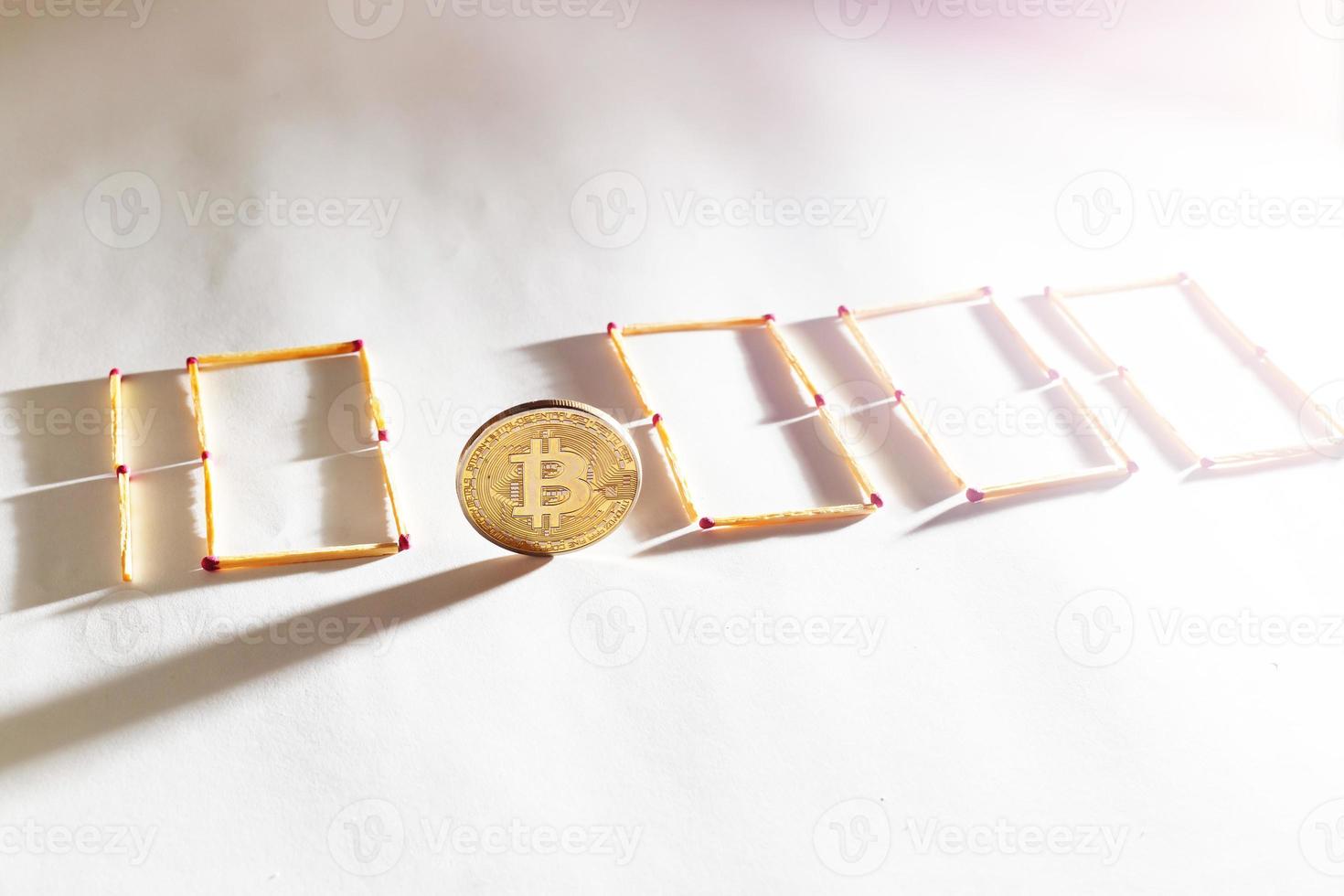 Golden bitcoin on isolate white background concept mining 10000 photo