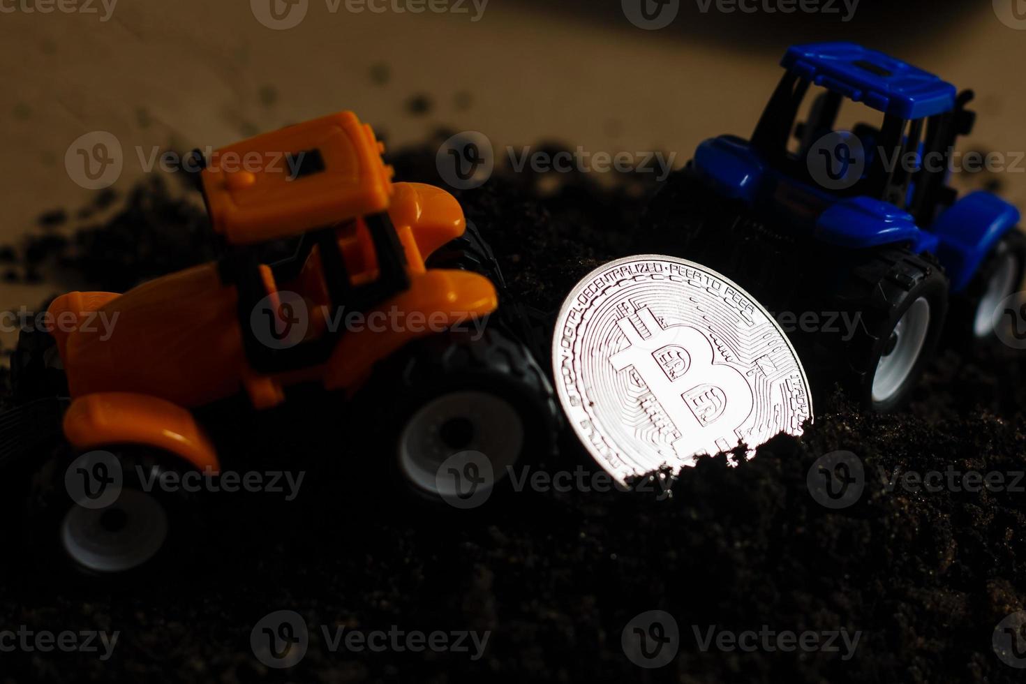 Golden bitcoin coin on cracked ground crisis concept bitcoin cryptocurrency photo