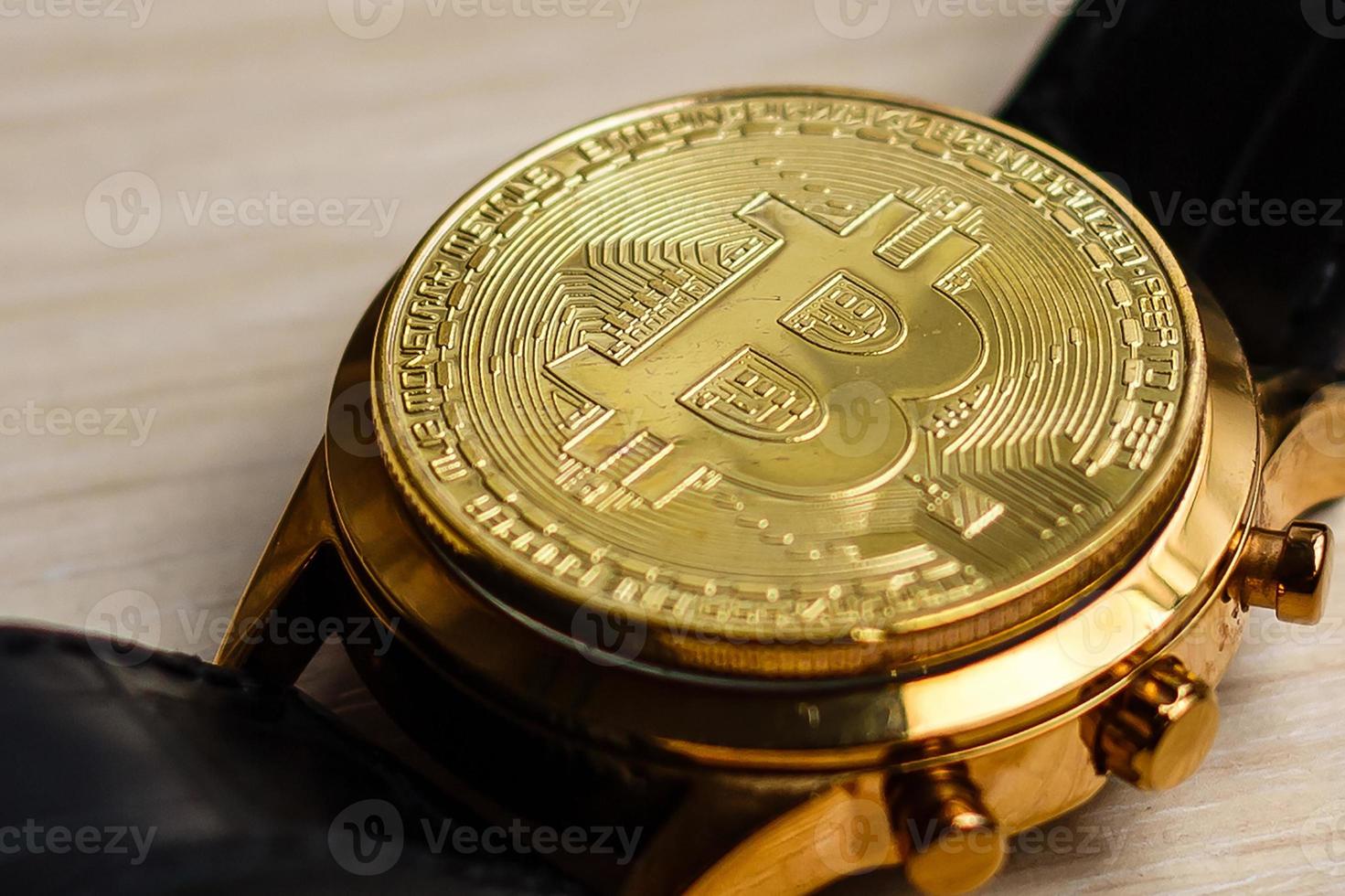 Bitcoin and time concept bitcoin in the form of a clock face photo