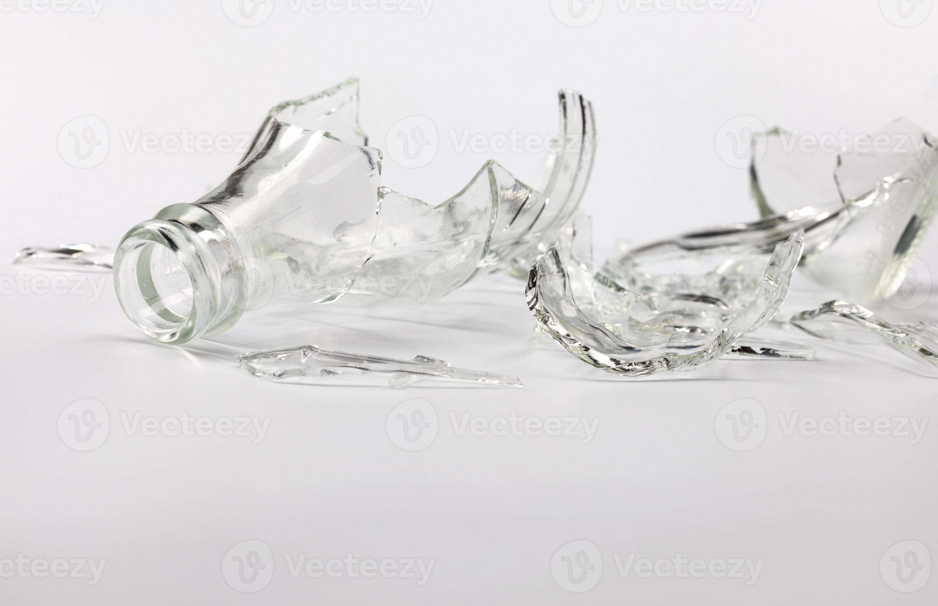 Broken glass bottle. Sharp shards of clear glass. 17655977 Stock ...