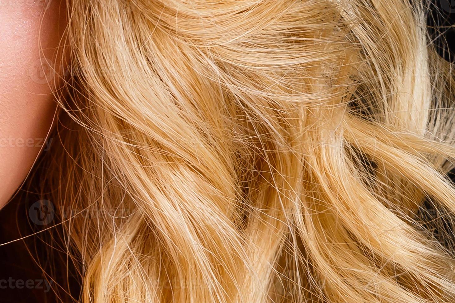 Blond hair extension, macro photo