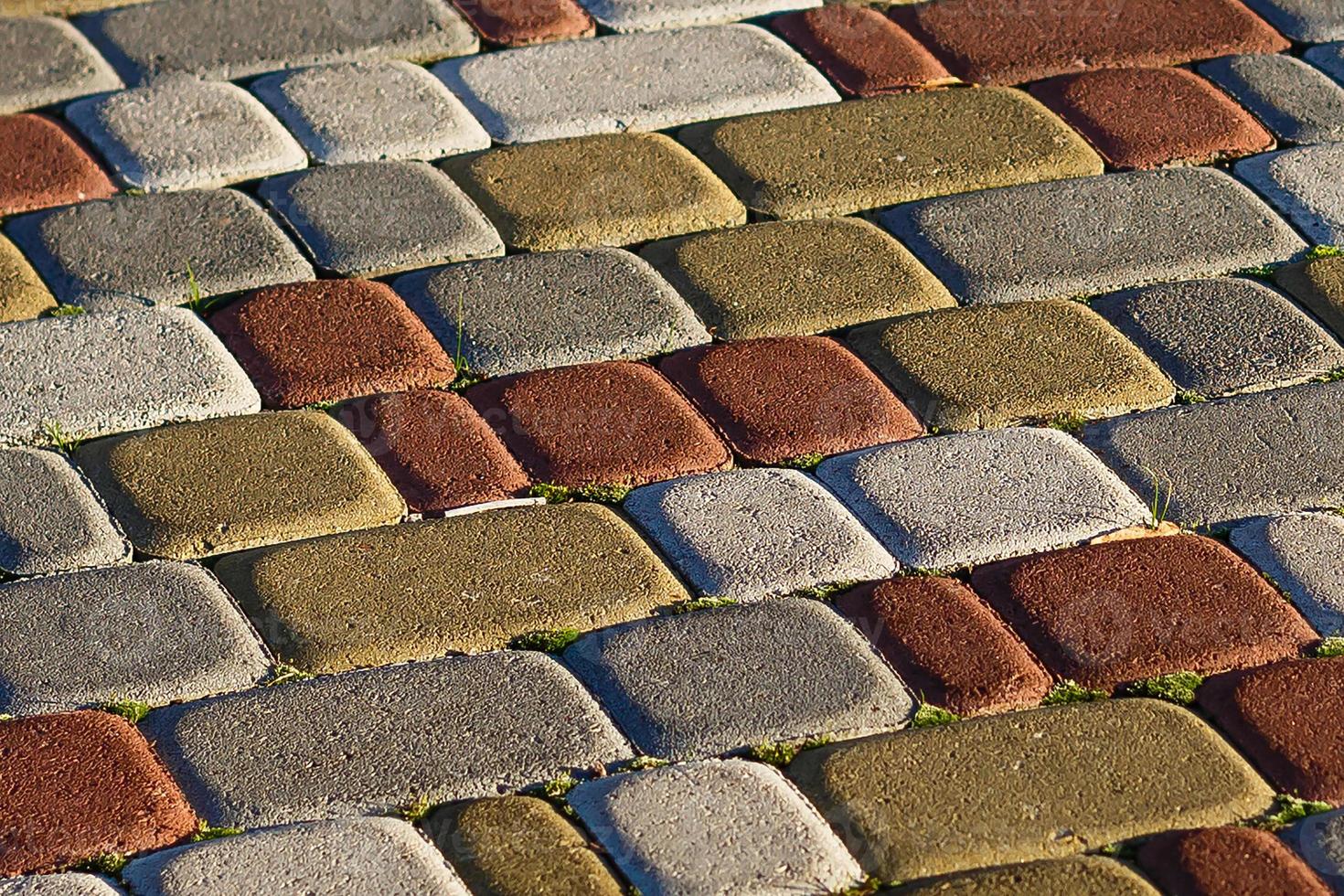 Color brick block walkway pattern colored paving stones photo