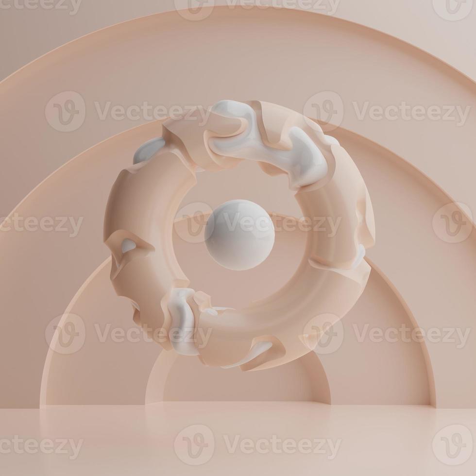 3d rendering of a ring in pastel colors on a white background photo