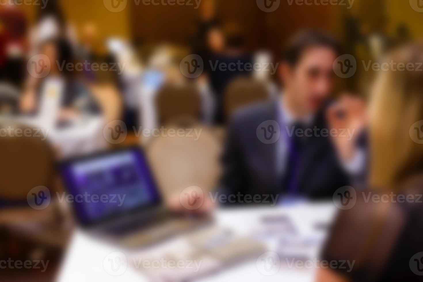 Blurred background officer working on computer at office building business background with photo