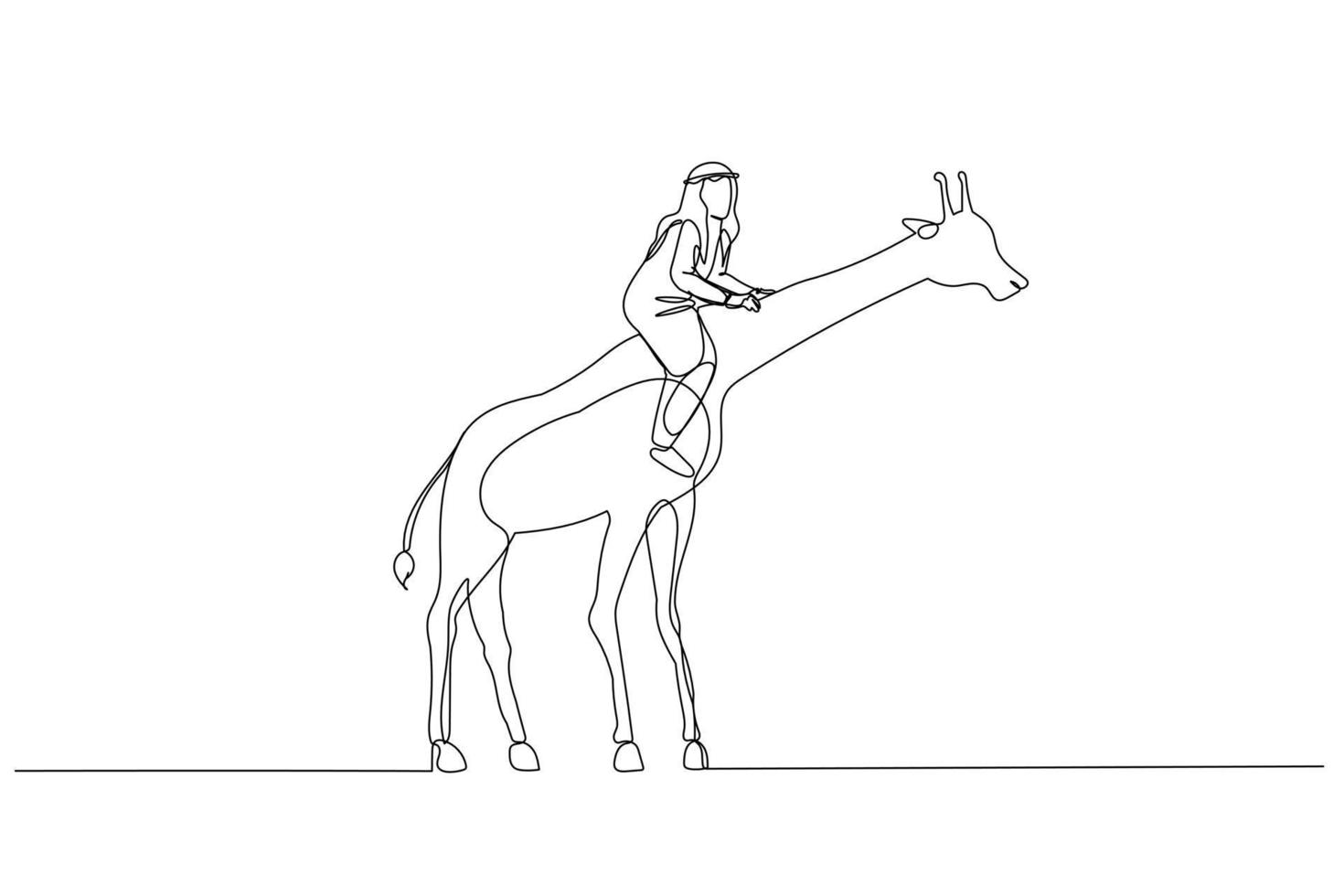arab man riding giraffe concept of business leader ready to reach higher level vector