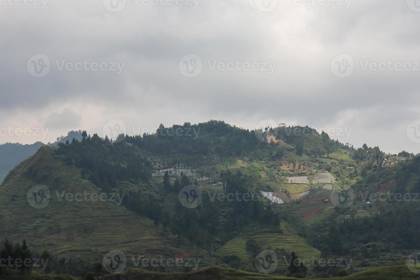 beautiful view of Mount Slamet during the day, Guci. photo