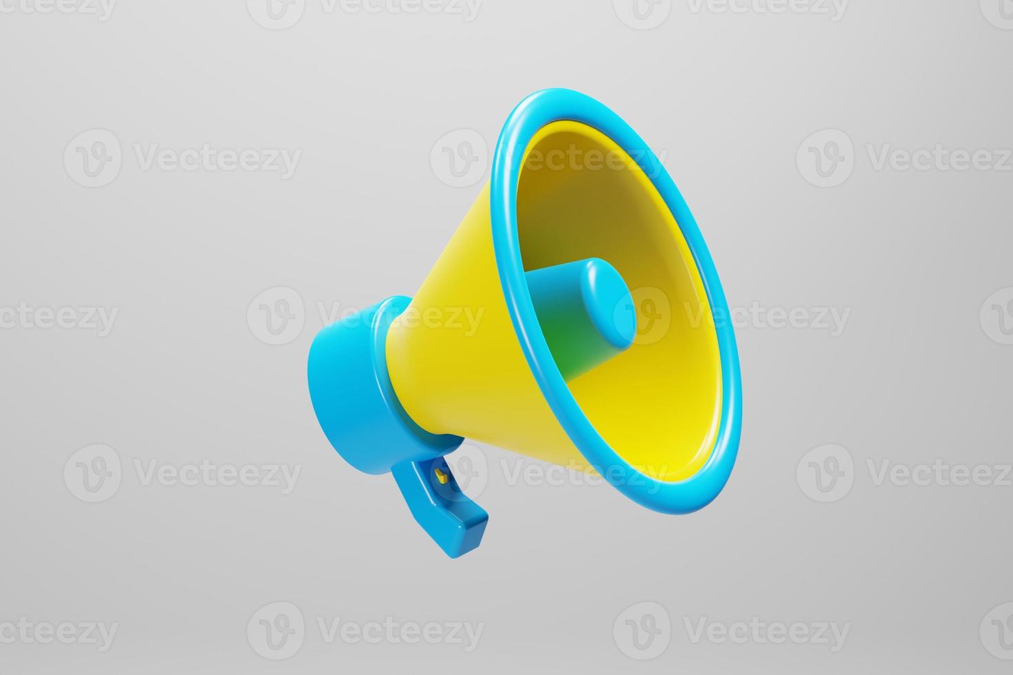 3d rendering megaphone with yellow and blue color isolated on white background photo