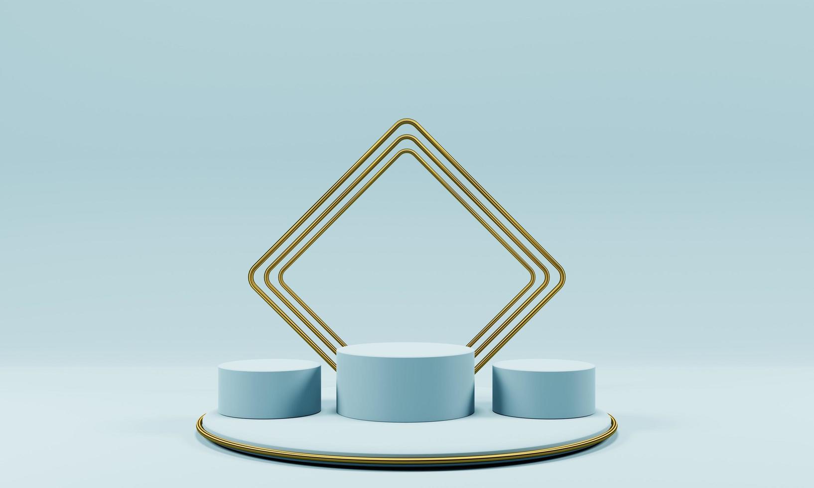 elegant minimalist 3d render podium scene isolated on blue background photo