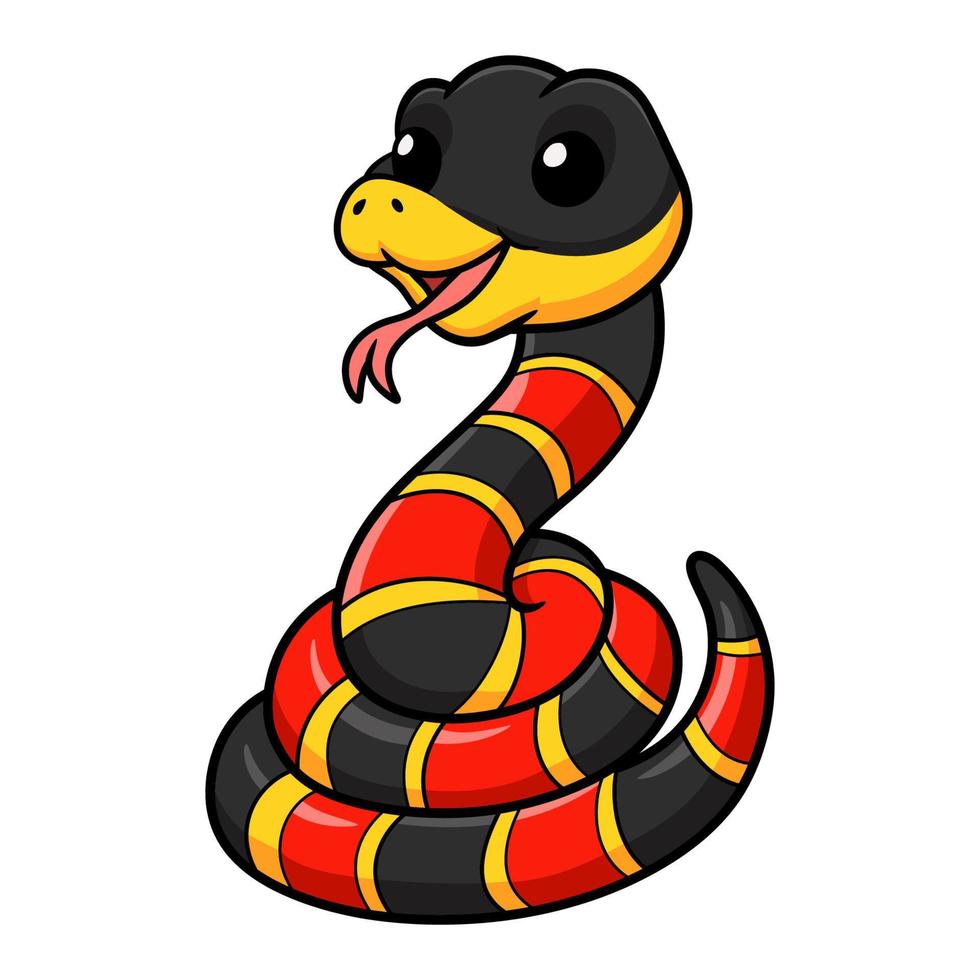 Cute happy coral snake cartoon vector