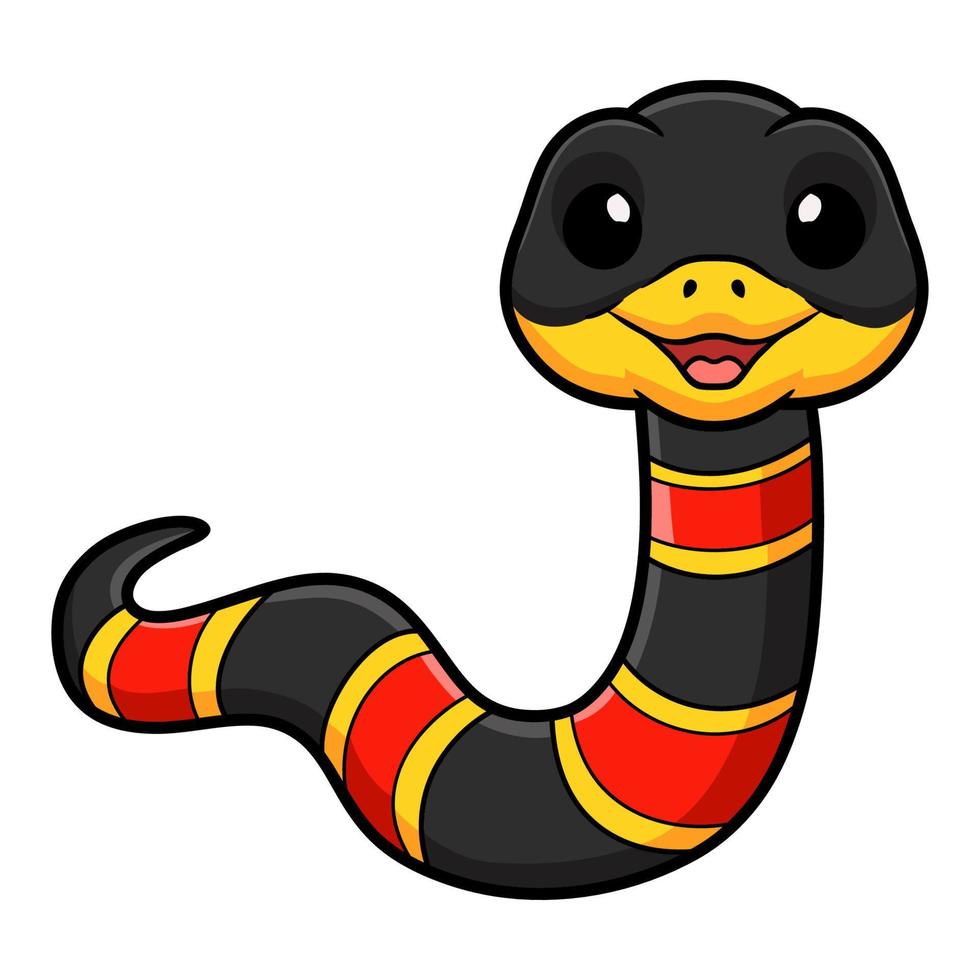 lindo, feliz, coral, serpiente, caricatura vector