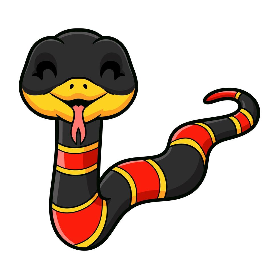 lindo, feliz, coral, serpiente, caricatura vector