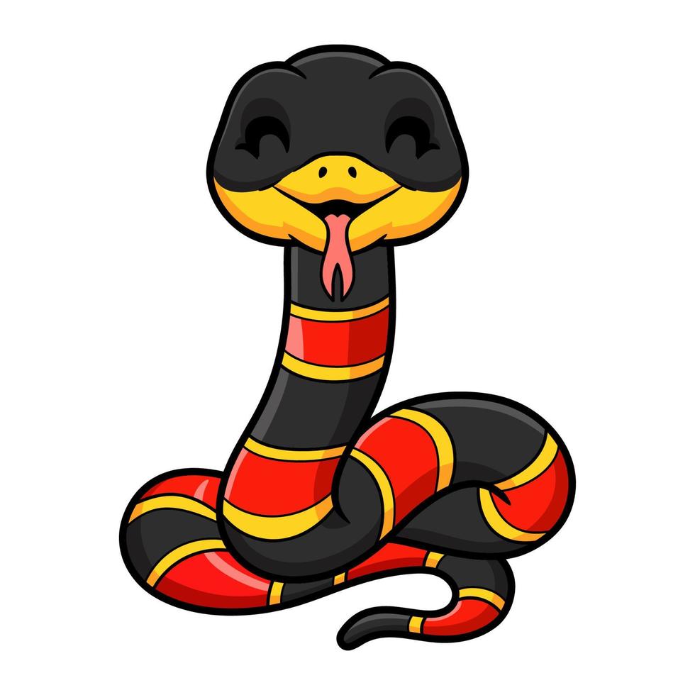 lindo, feliz, coral, serpiente, caricatura vector