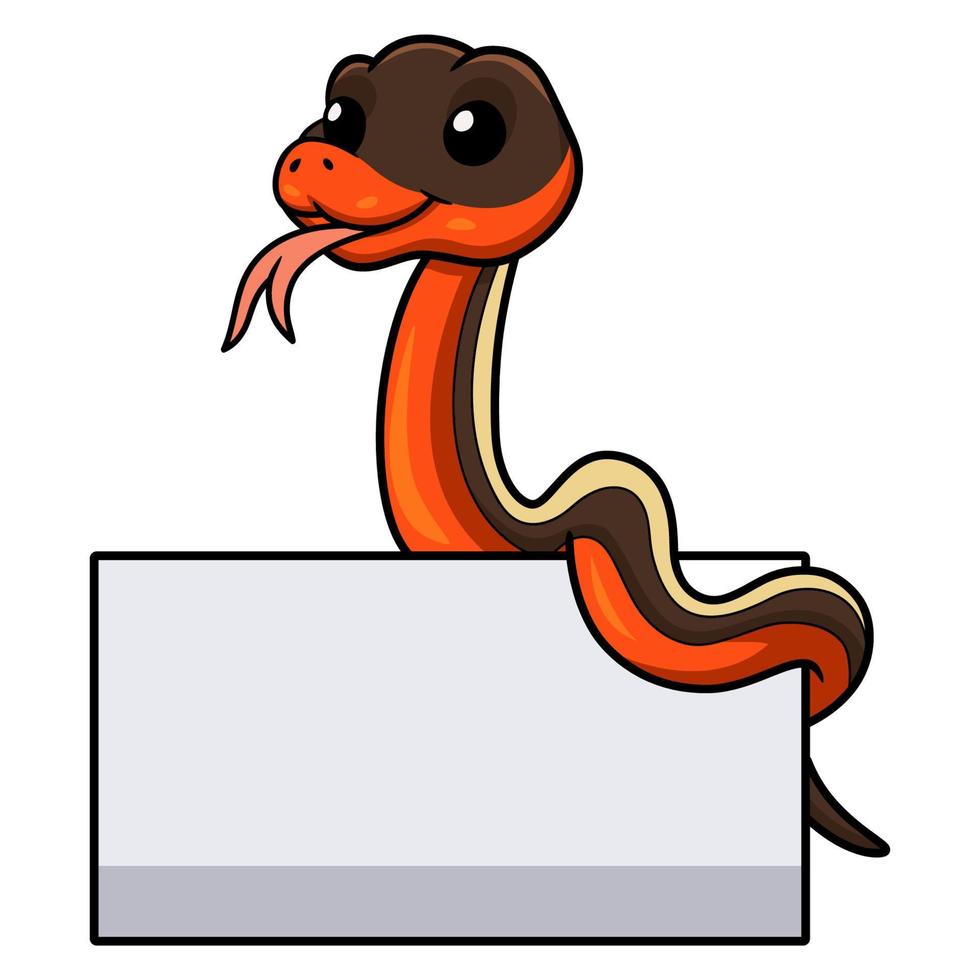 Cute garter snake cartoon with blank sign vector