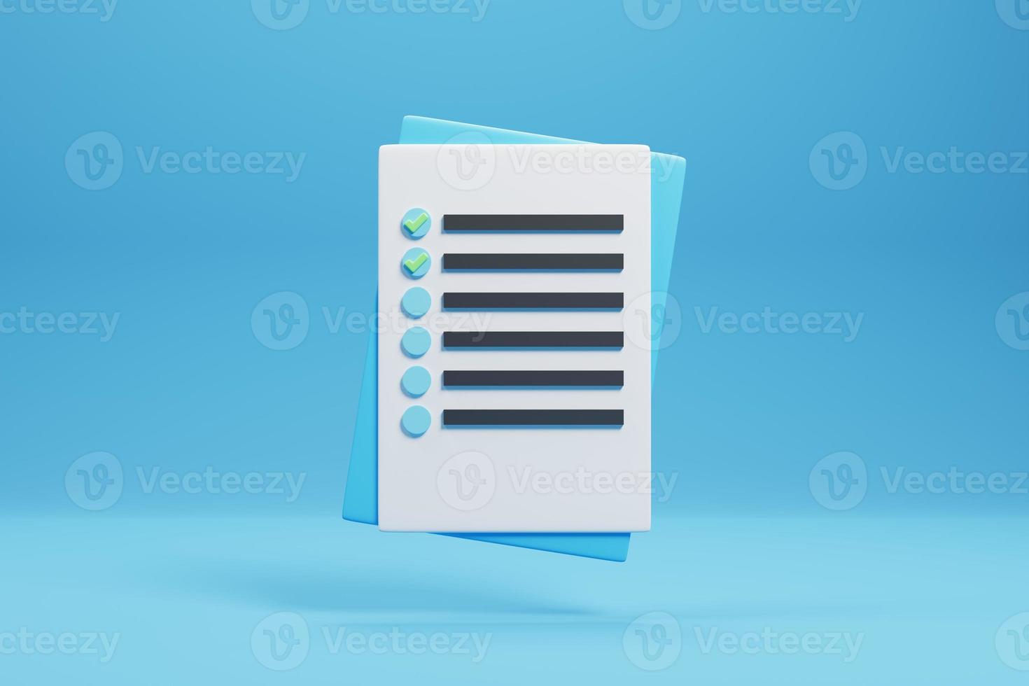 3d rendering checklist clipboard icon isolated on blue background photo