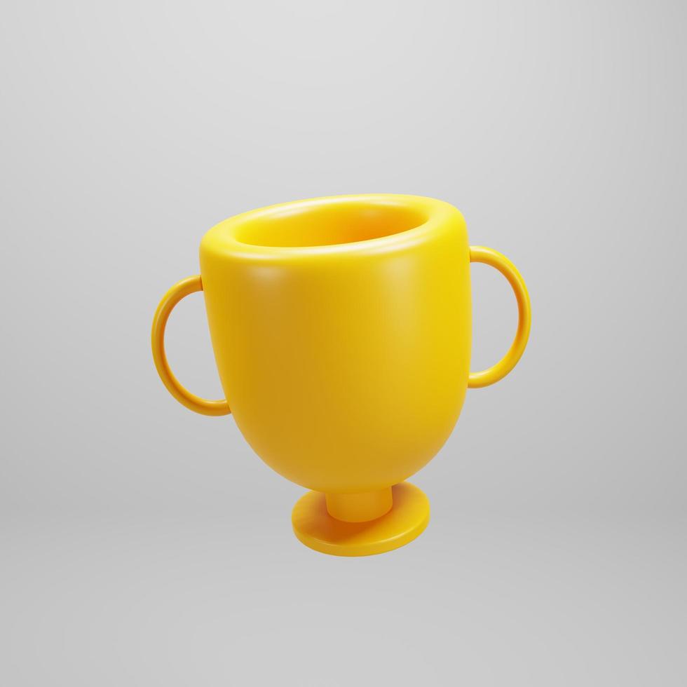icono de copa de trofeo de renderizado 3d sobre fondo blanco foto