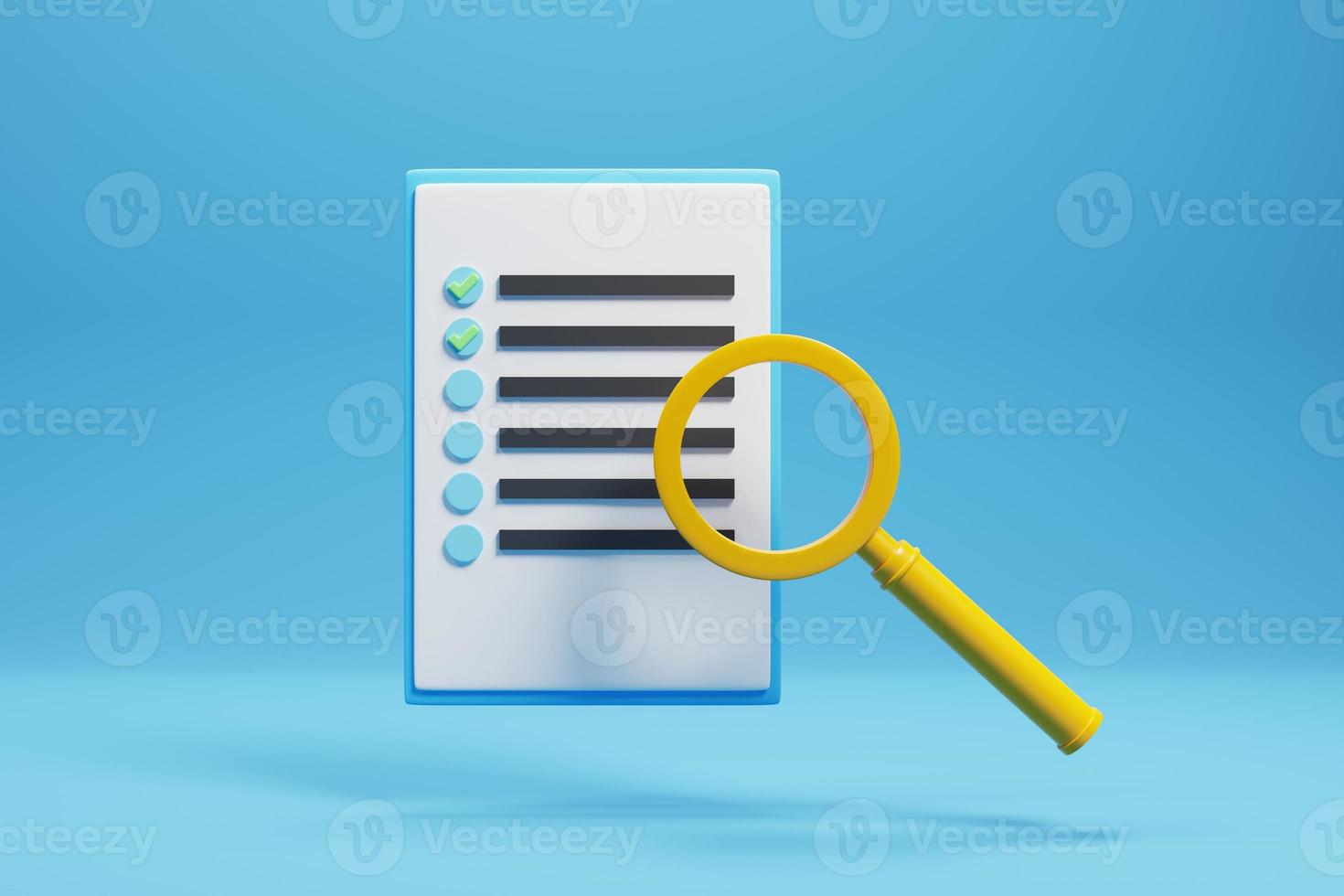 3d paper checklist clipboard icon isolated on blue background photo