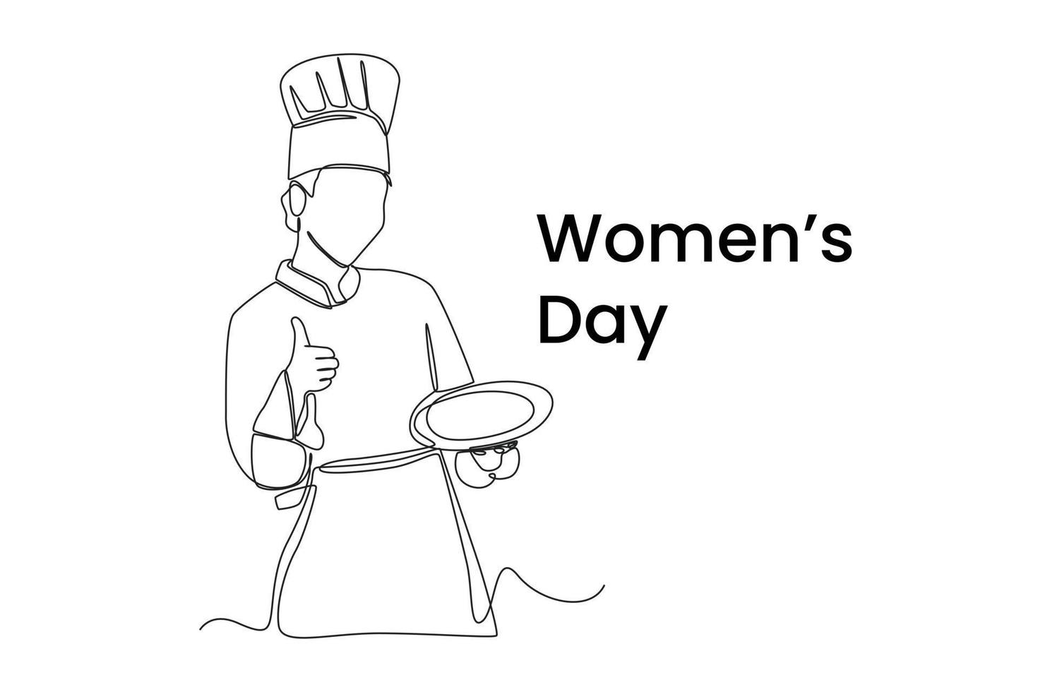 dibujo de una sola línea del día internacional de la mujer. mujer cocinera. concepto del día de la mujer. ilustración de vector gráfico de diseño de dibujo de línea continua.