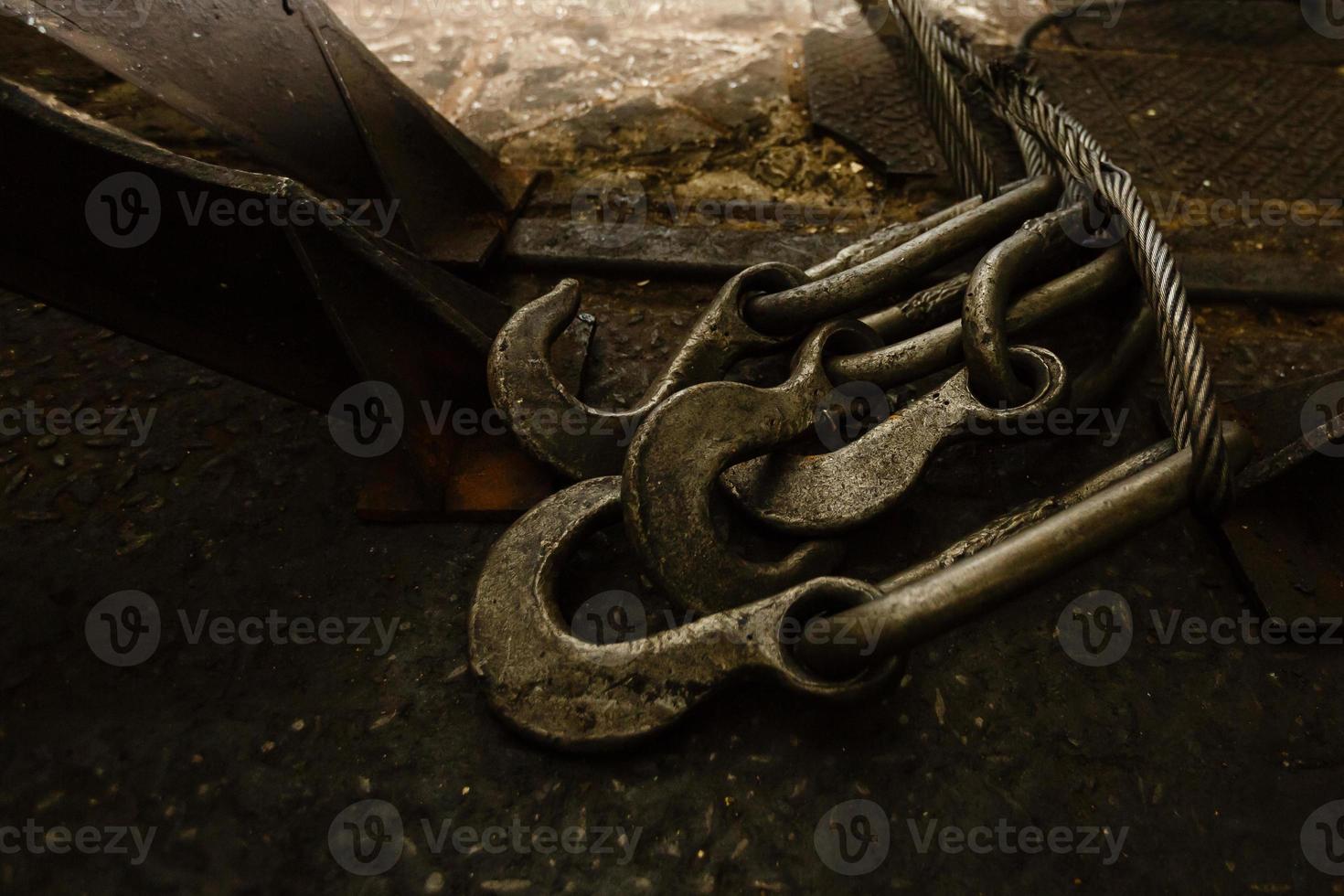 Crane hooks isolated on white background photo