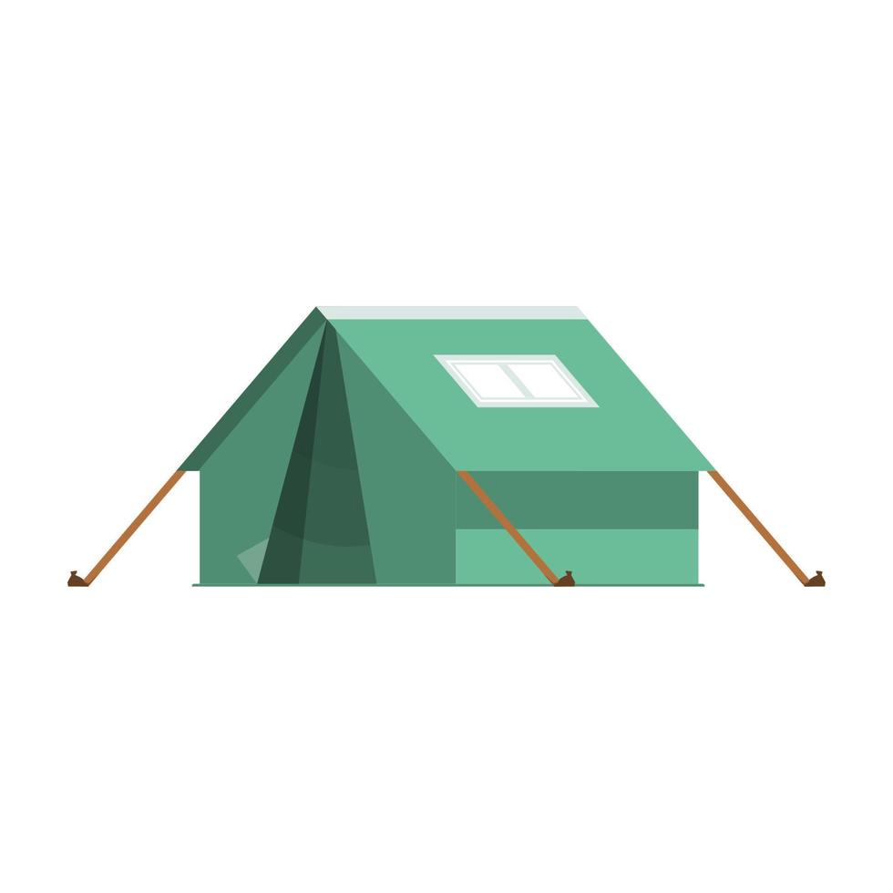 Green camping tent on isolated background, Vector illustration.