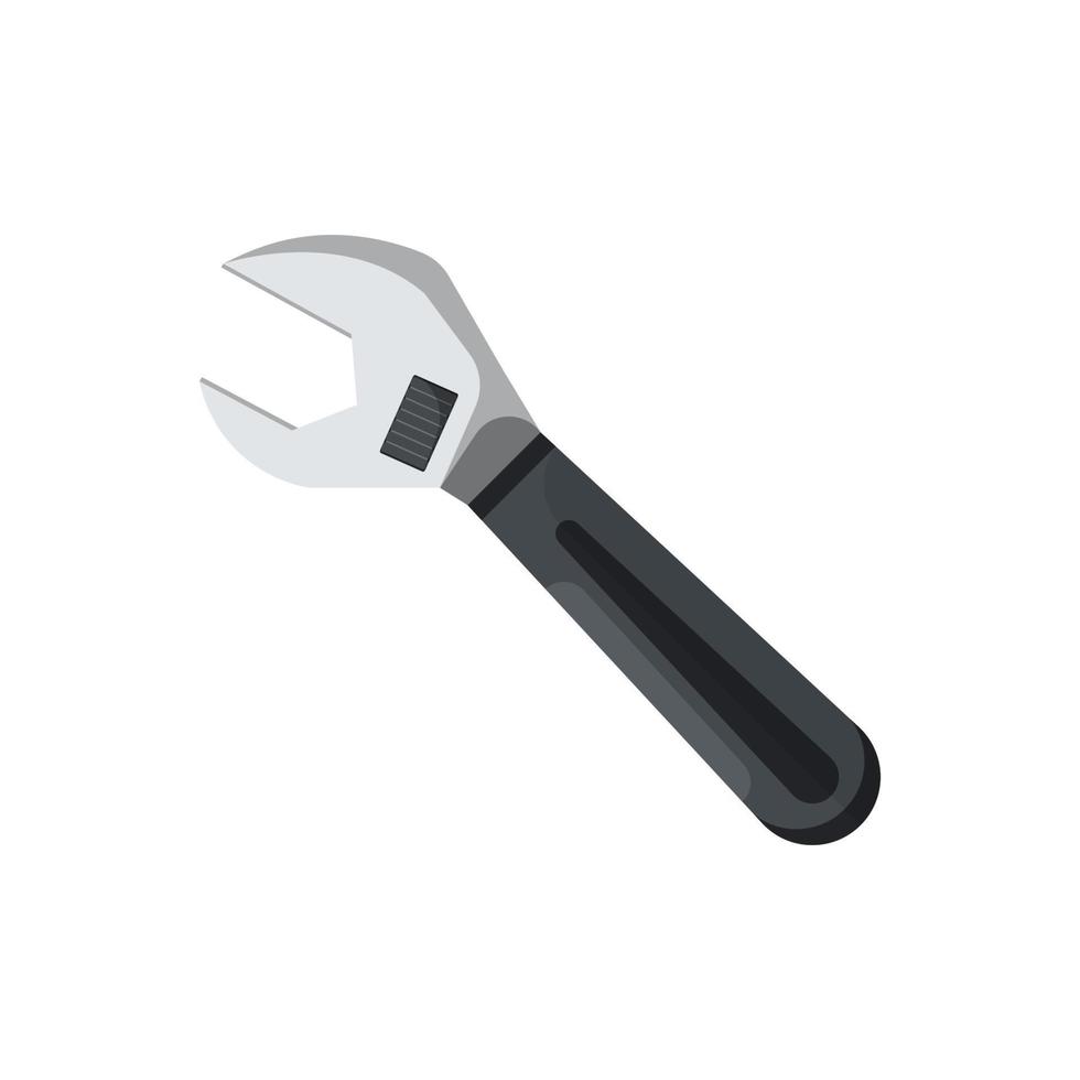 Service work adjustable wrench on isolated background, Vector illustration.