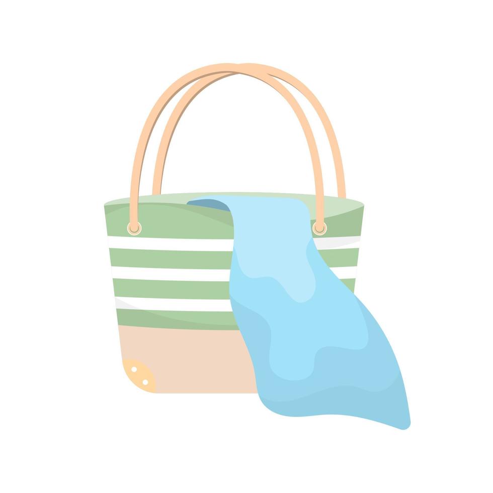 Cartoon bag basket beach on isolated background, Vector illustration.