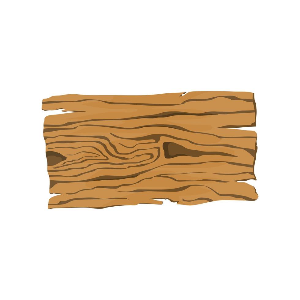 Cartoon rough wooden plank on isolated background, Vector illustration.