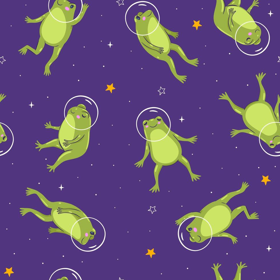 patrón sin costuras con ranas en el espacio. gráficos vectoriales vector