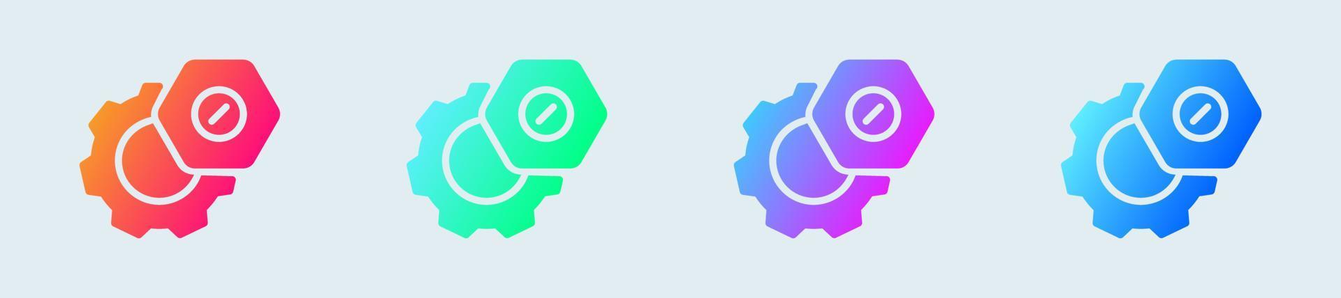 Setting solid icon in gradient colors. Gear signs vector illustration.