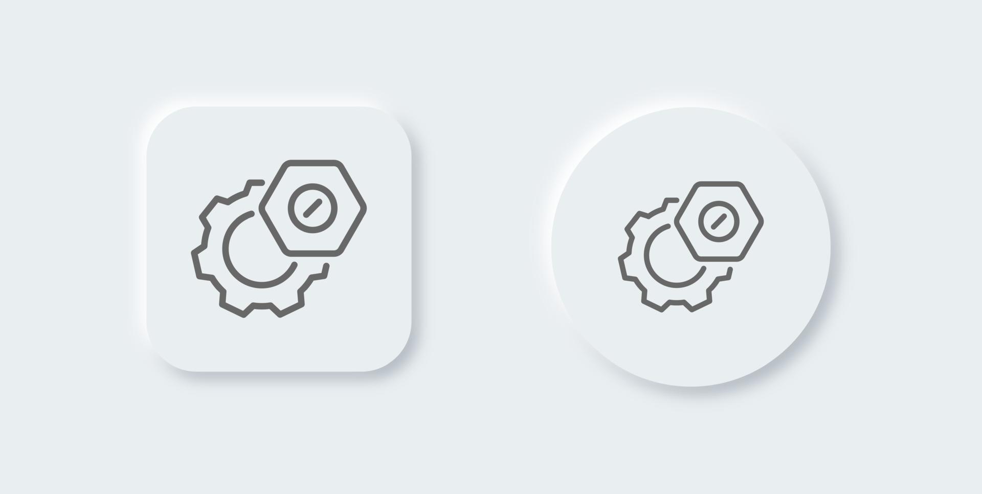 Setting line icon in neomorphic design style. Gear signs vector illustration.