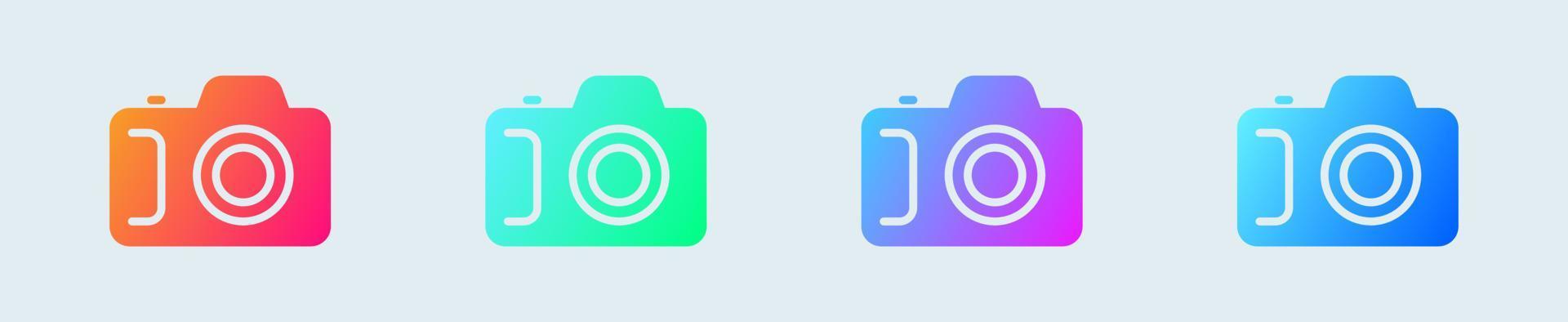 Camera solid icon in gradient colors. Foto signs vector illustration.