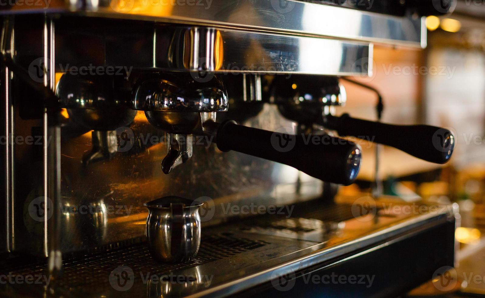 Process of preparation of coffee, a closeup. photo