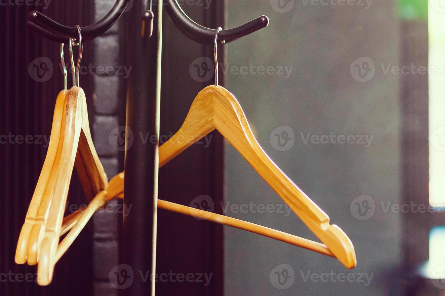 Wooden Floor Hanger with Hangers photo