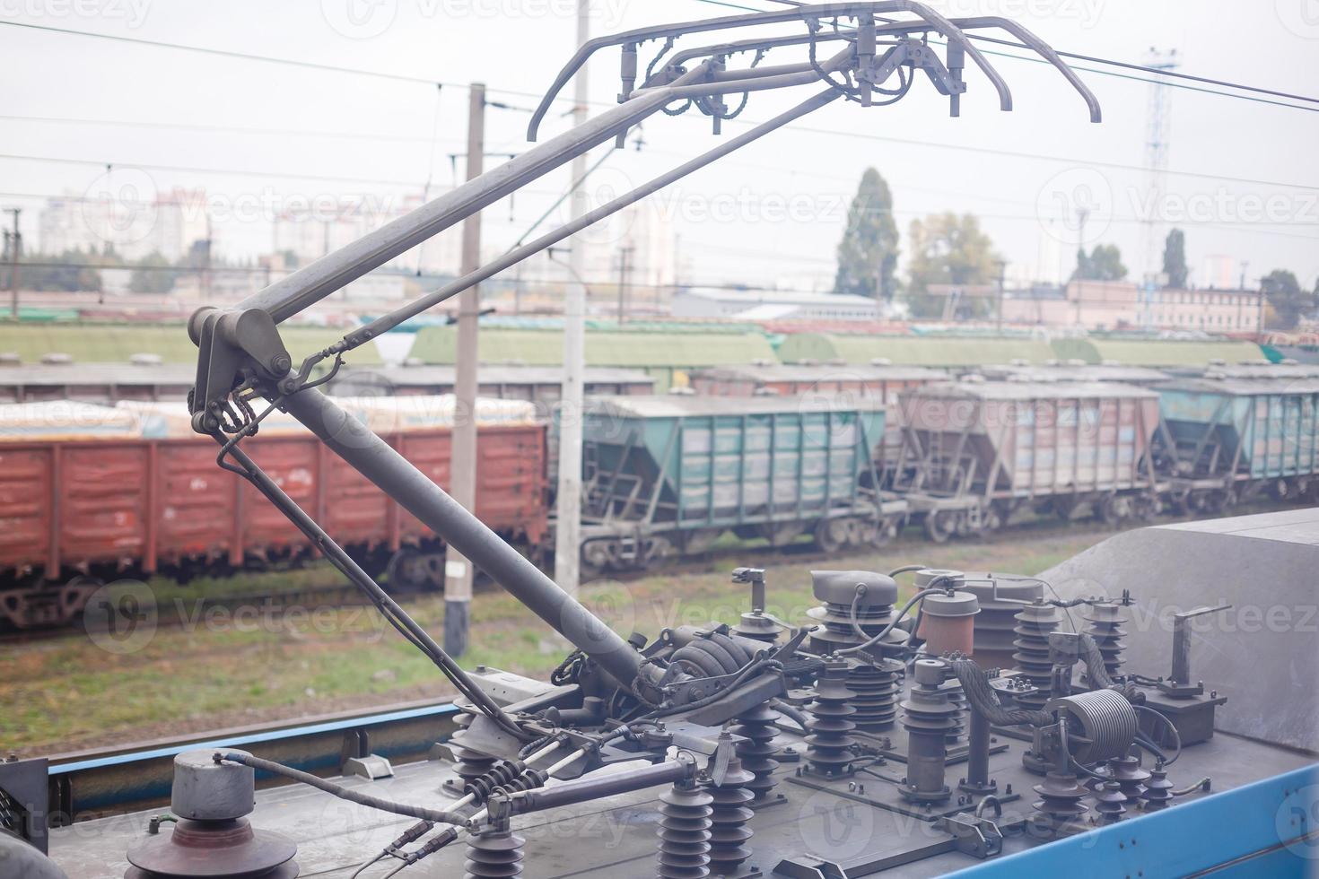 Catenary of a railway line photo