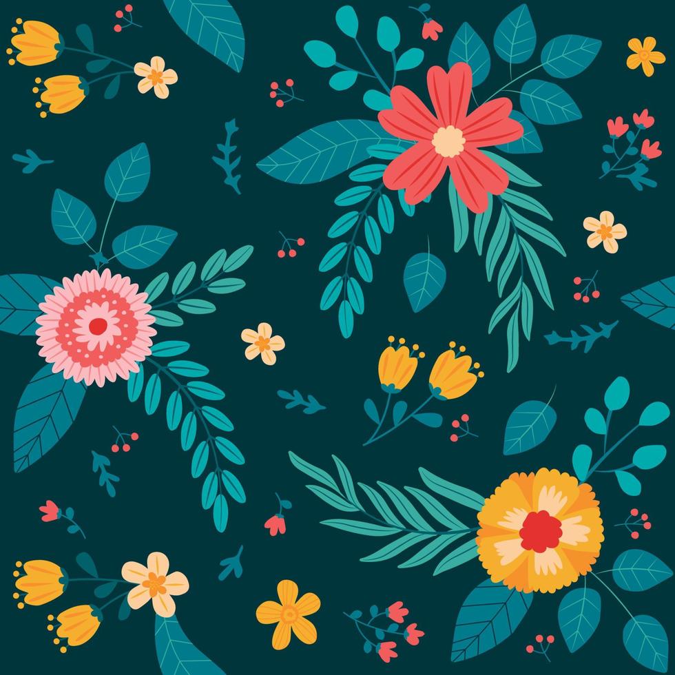 fondo plano floral sin fisuras patrón vector