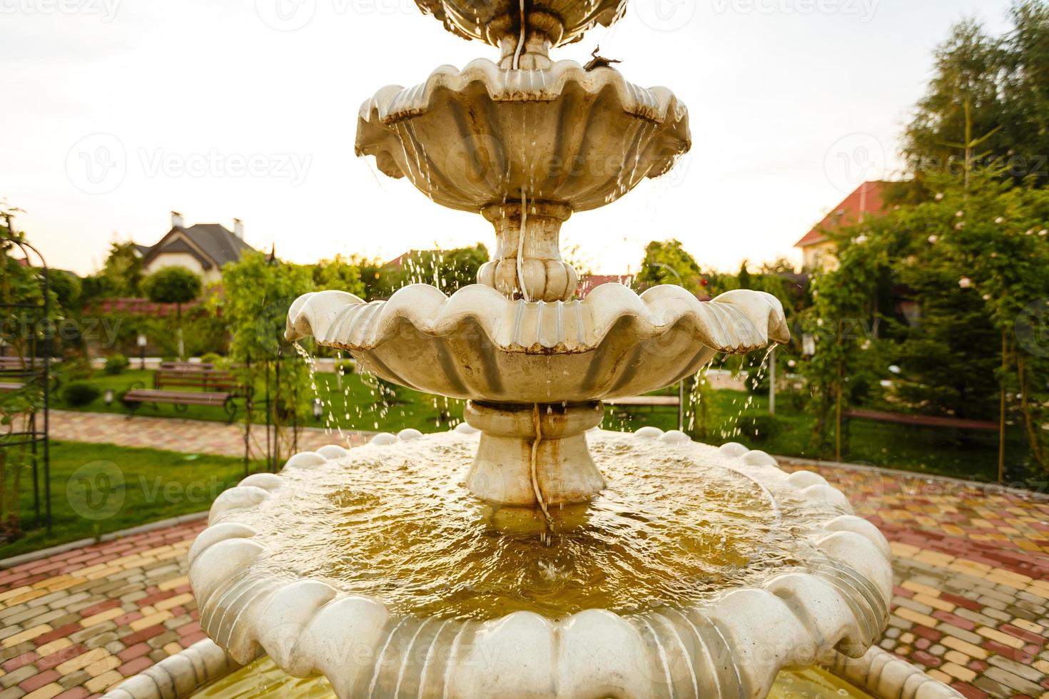 water in fountain In the form of a flower photo