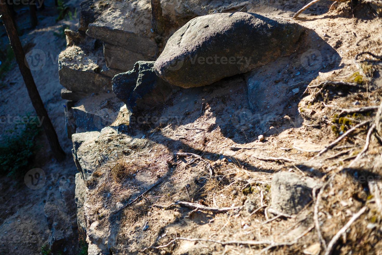 Pile of rocks stone in mountains. Zen concept. foot of the mountain in the Carpathians, large stones photo