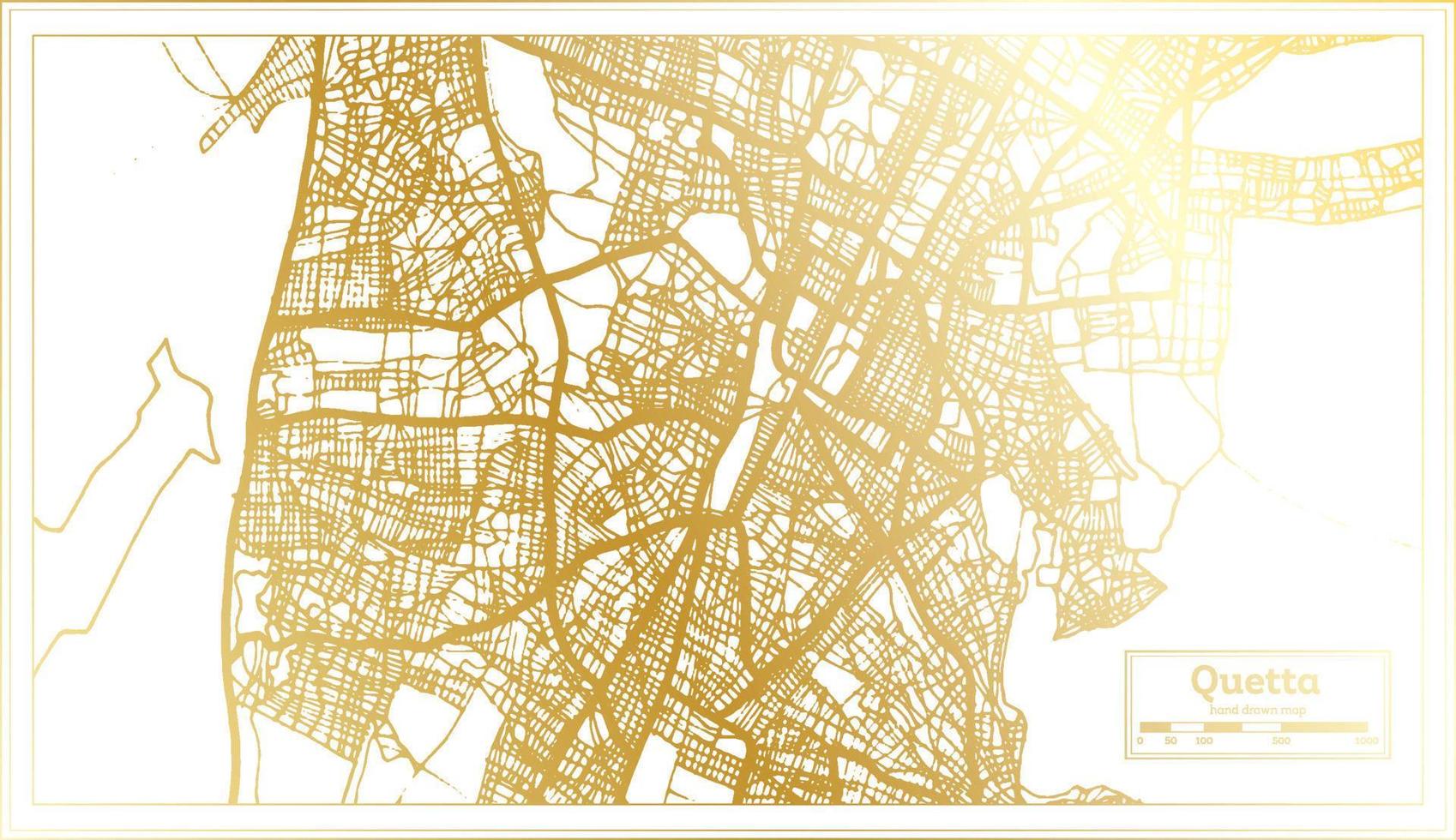 Quetta Pakistan City Map in Retro Style in Golden Color. Outline Map. vector