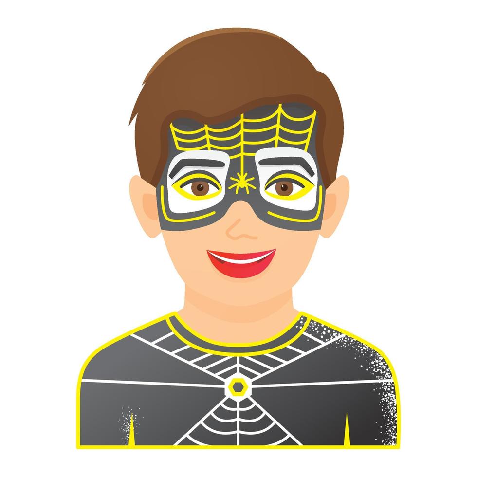 Face Painting Icon with Boy with Spider Painting. vector