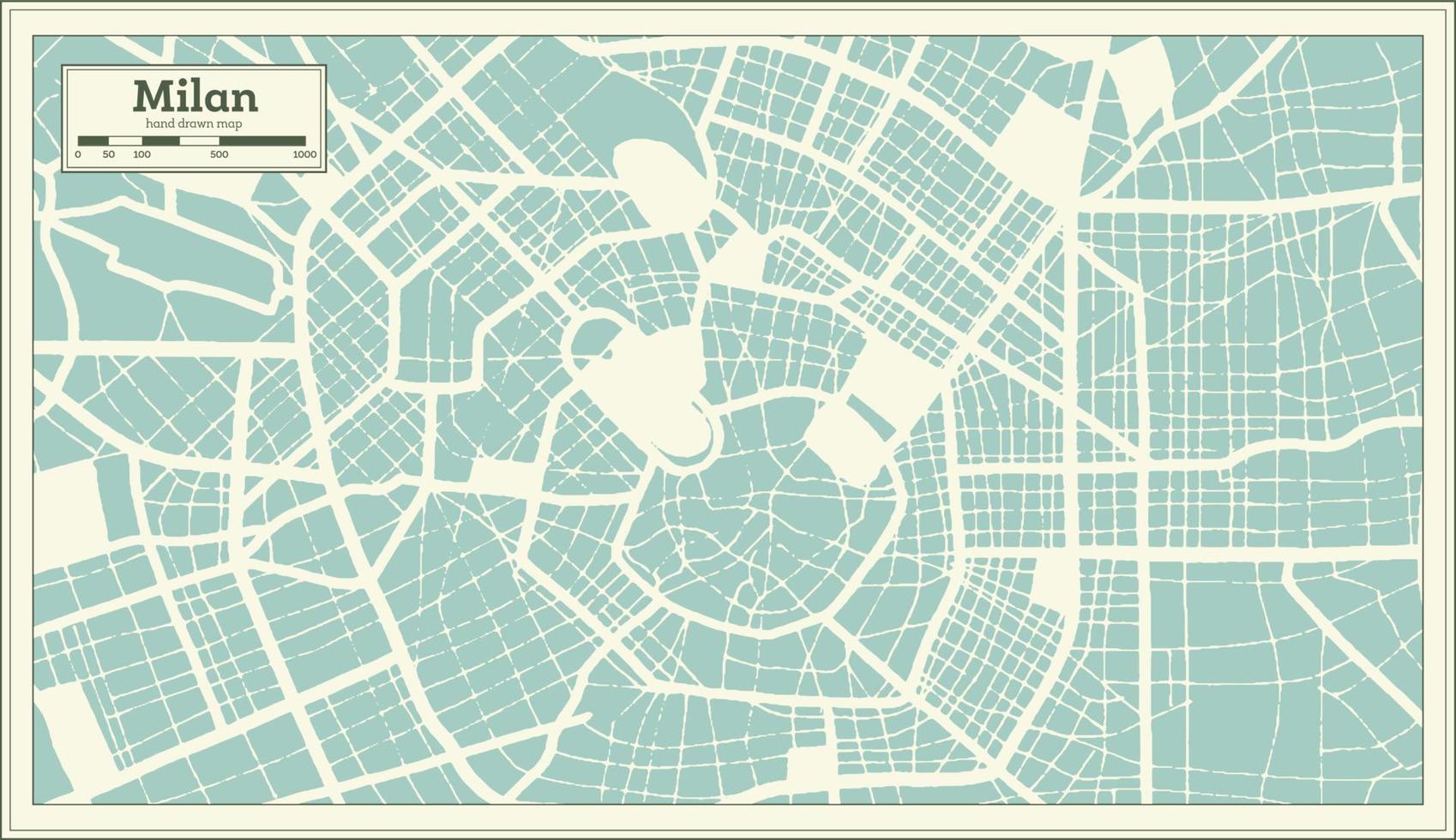 Milan Italy City Map in Retro Style. Outline Map. vector