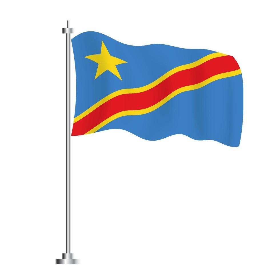 Democratic Republic of the Congo Flag. Isolated Wave Flag of Congo Country. vector